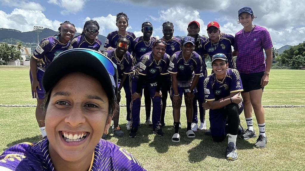 Photo: X | Female Cricket : Indian cricketer Jemimah Rodrigues with her teammates of Trinbago Knight Riders women in WCPL 2024.